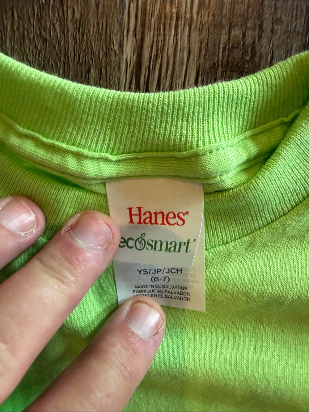 Hanes EcoSmart Neon Lime Green Kids Short Sleeve Tee Sz 6-8